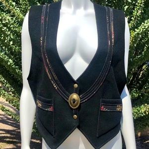 Vintage Coloratura Southwestern Wool Vest Size Large